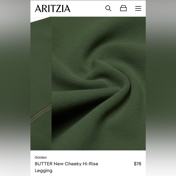 ARITZIA TnACTION BUTTER Cheeky Hi-Rise Legging 2XS Kombu (forest green) NWOT - Picture 3 of 5